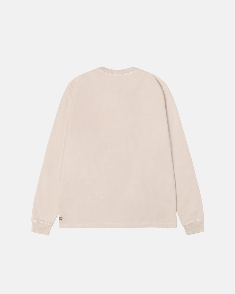 Long Sleeve Sweatshirt Stüssy Open Hem Henley Fleece Natural | HR52-N5-KB