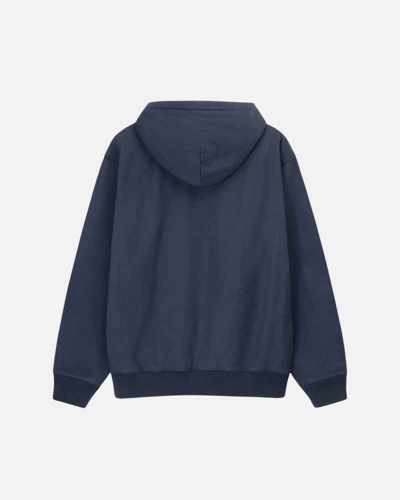 Long Sleeve Sweatshirt Stüssy Overdyed Stock Logo Hoodie Bleu Marine | YW16-C2-XD