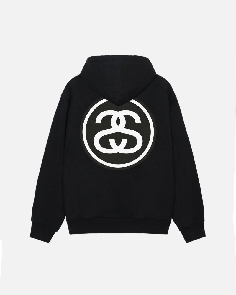 Long Sleeve Sweatshirt Stüssy SS-Link Zip Hoodie Noir | LO66-K7-CO