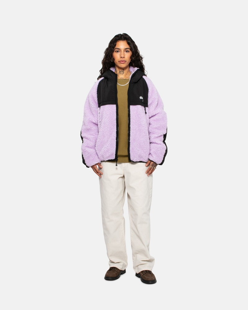 Long Sleeve Sweatshirt Stüssy Sherpa Paneled Encapuchonné Jacket Lavande | DE10-A9-UG