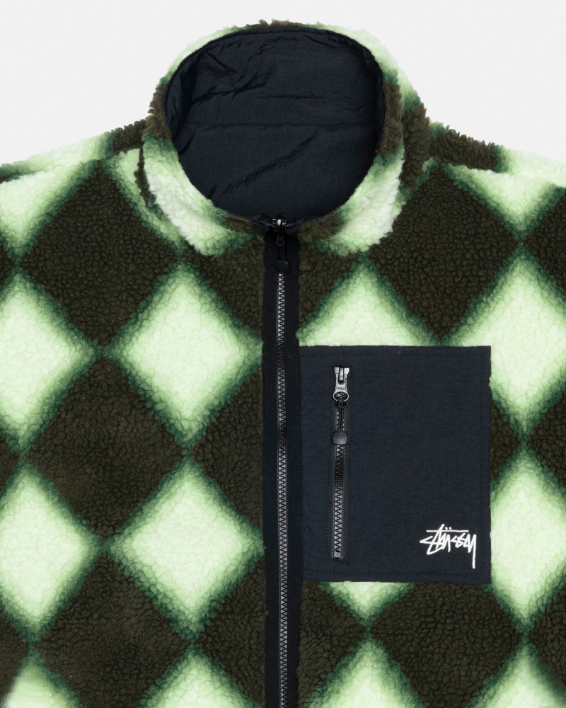 Long Sleeve Sweatshirt Stüssy Sherpa Reversible Jacket Vert | RO04-P2-ZX