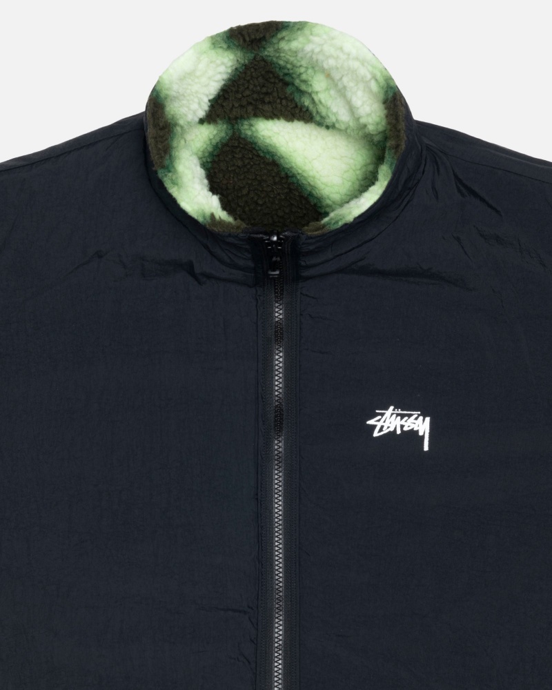 Long Sleeve Sweatshirt Stüssy Sherpa Reversible Jacket Vert | RO04-P2-ZX