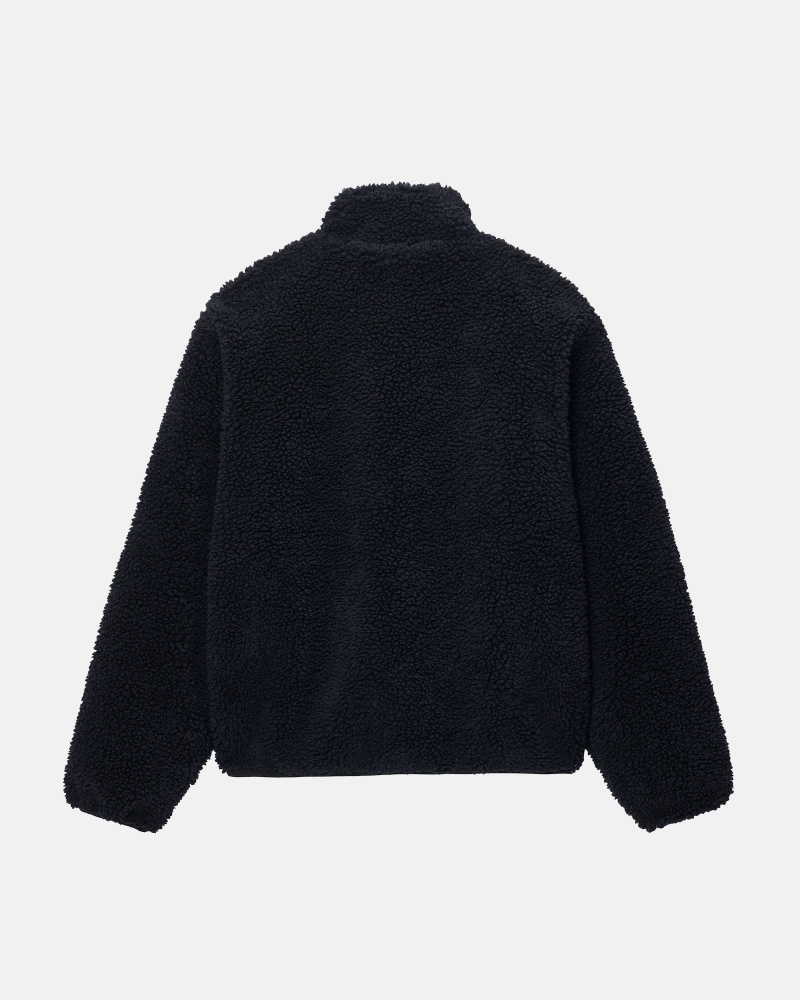 Long Sleeve Sweatshirt Stüssy Sherpa Reversible Jacket Noir | OB77-O6-FZ