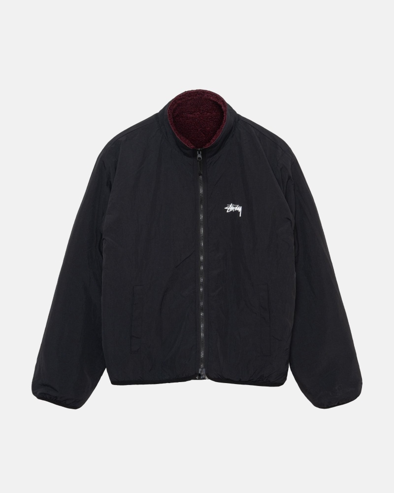 Long Sleeve Sweatshirt Stüssy Sherpa Reversible Jacket Bordeaux | SE32-I4-ZO