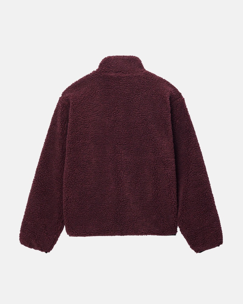 Long Sleeve Sweatshirt Stüssy Sherpa Reversible Jacket Bordeaux | SE32-I4-ZO