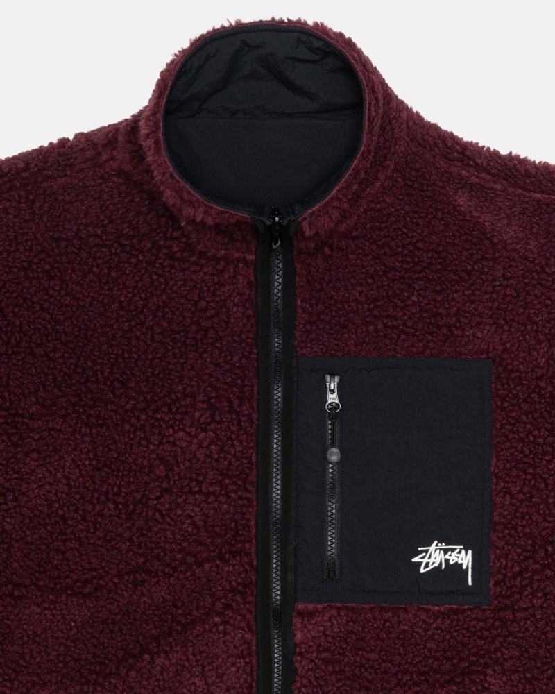 Long Sleeve Sweatshirt Stüssy Sherpa Reversible Jacket Bordeaux | SE32-I4-ZO