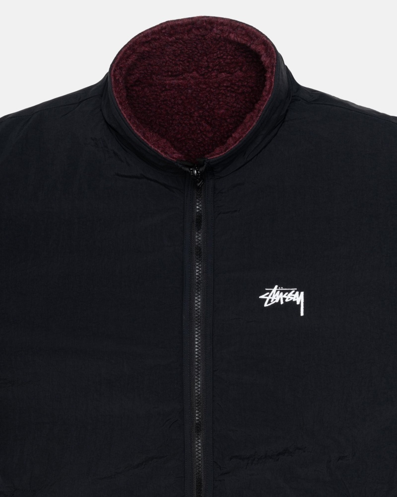 Long Sleeve Sweatshirt Stüssy Sherpa Reversible Jacket Bordeaux | SE32-I4-ZO