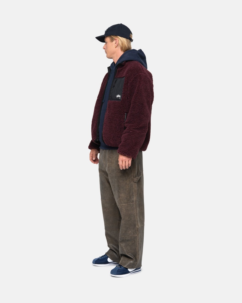 Long Sleeve Sweatshirt Stüssy Sherpa Reversible Jacket Bordeaux | SE32-I4-ZO