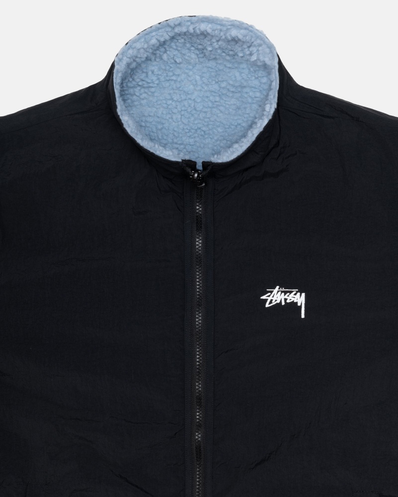 Long Sleeve Sweatshirt Stüssy Sherpa Reversible Jacket Noir | CL04-X9-AL