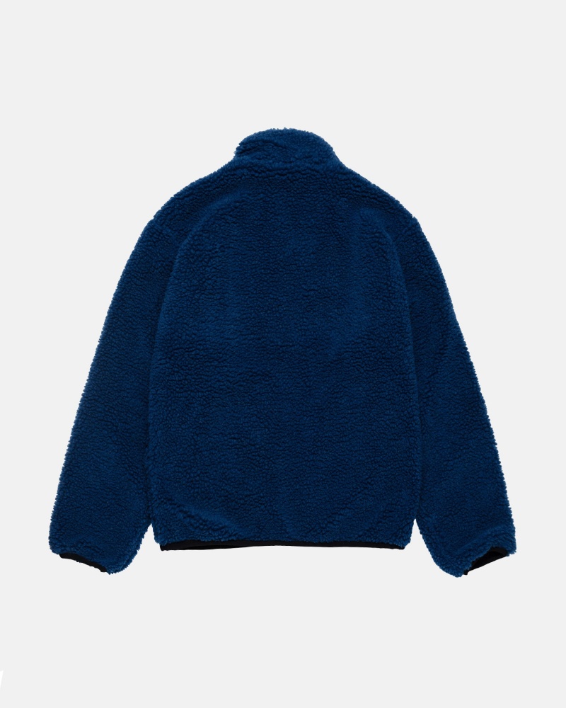 Long Sleeve Sweatshirt Stüssy Sherpa Reversible Jacket Bleu | WM71-F4-BR