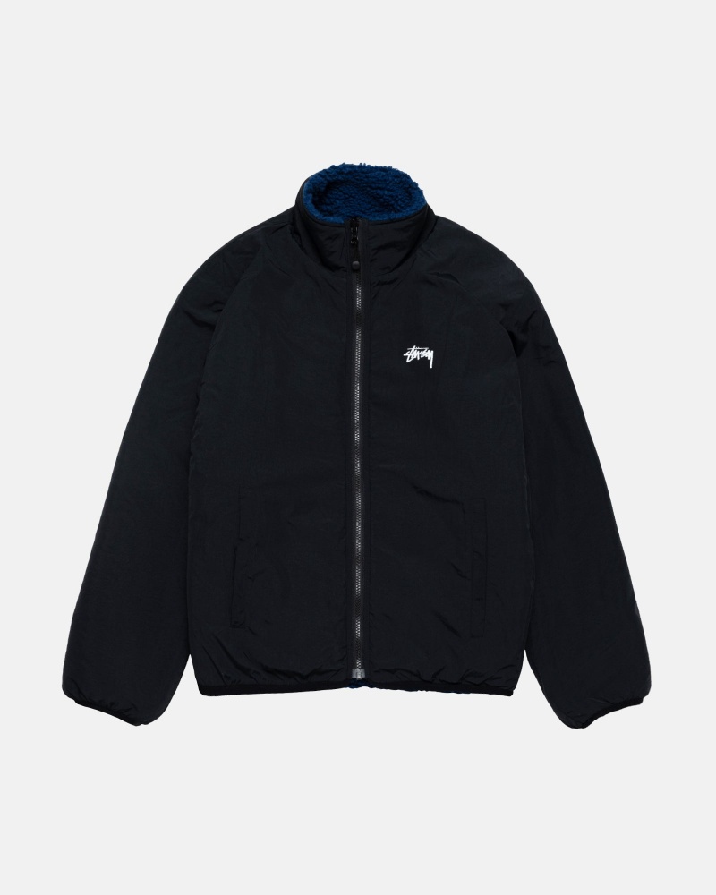 Long Sleeve Sweatshirt Stüssy Sherpa Reversible Jacket Bleu | WM71-F4-BR