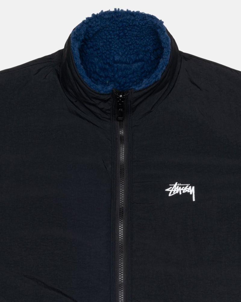 Long Sleeve Sweatshirt Stüssy Sherpa Reversible Jacket Bleu | WM71-F4-BR