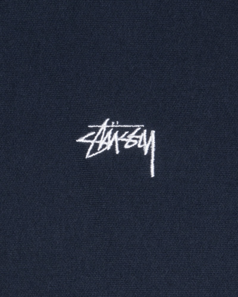 Long Sleeve Sweatshirt Stüssy Stock Logo Hoodie Bleu Marine | ZM38-L1-VL