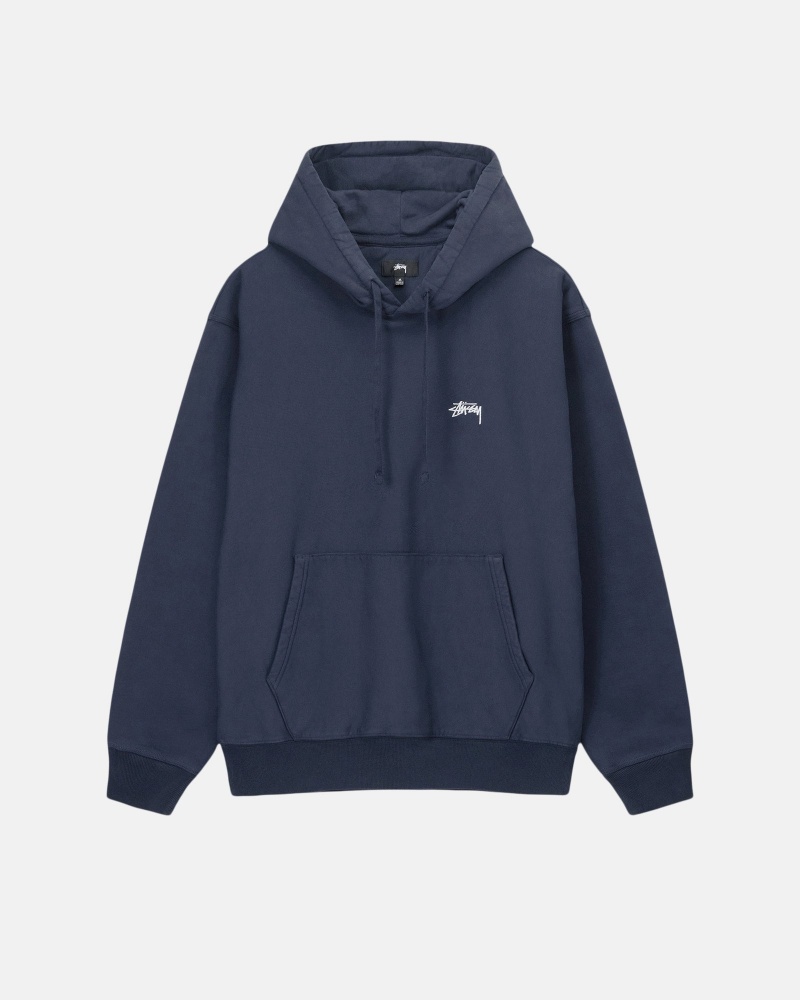 Long Sleeve Sweatshirt Stüssy Stock Logo Hoodie Bleu Marine | ZM38-L1-VL