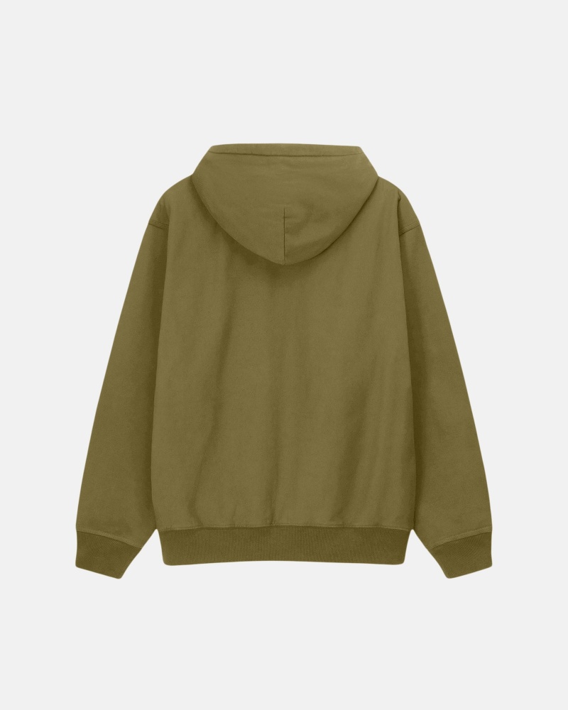 Long Sleeve Sweatshirt Stüssy Stock Logo Hoodie Vert Olive | FF42-S6-KG