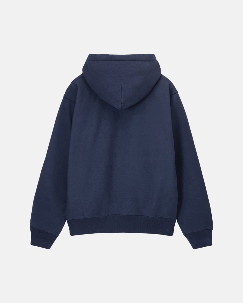 Long Sleeve Sweatshirt Stüssy Stock Logo Zip Hoodie Bleu Marine | PI64-S5-FM