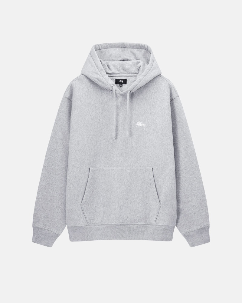 Long Sleeve Sweatshirt Stüssy Stock Logo Hoodie Grise | ZR16-I5-LP