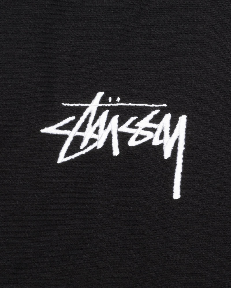 Long Sleeve Sweatshirt Stüssy Stock Logo Applique Hoodie Noir | OI07-T1-WF