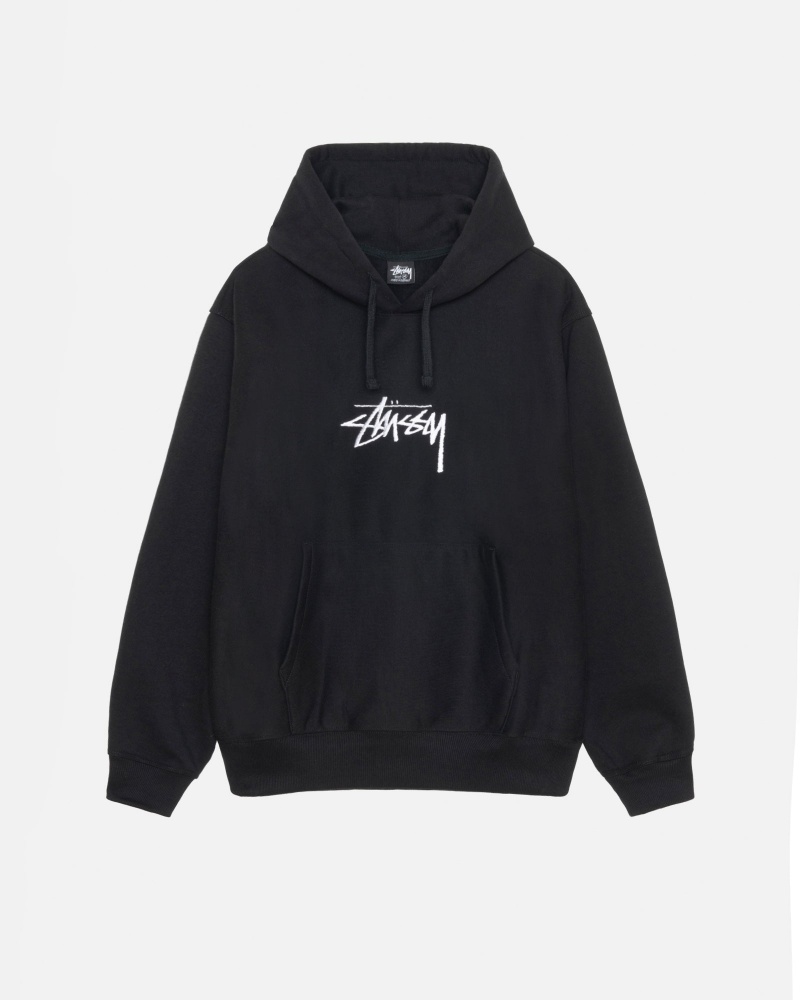 Long Sleeve Sweatshirt Stüssy Stock Logo Applique Hoodie Noir | OI07-T1-WF