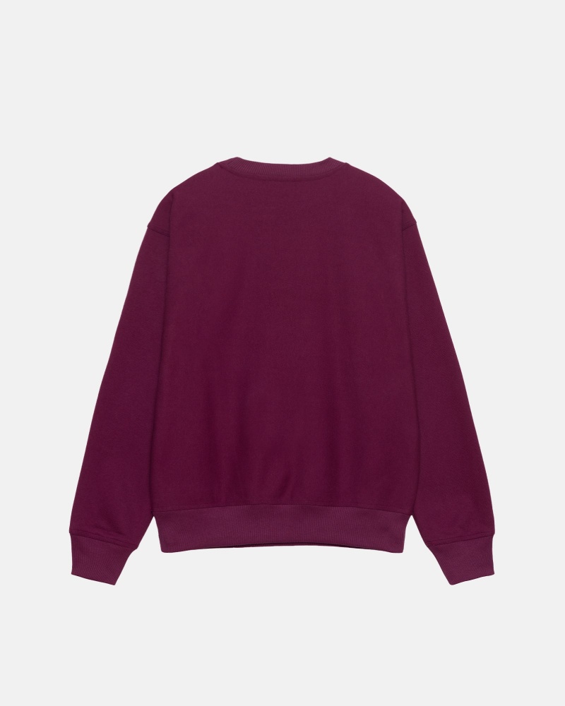 Long Sleeve Sweatshirt Stüssy Stock Logo Crew Bordeaux | ZN44-J7-XD