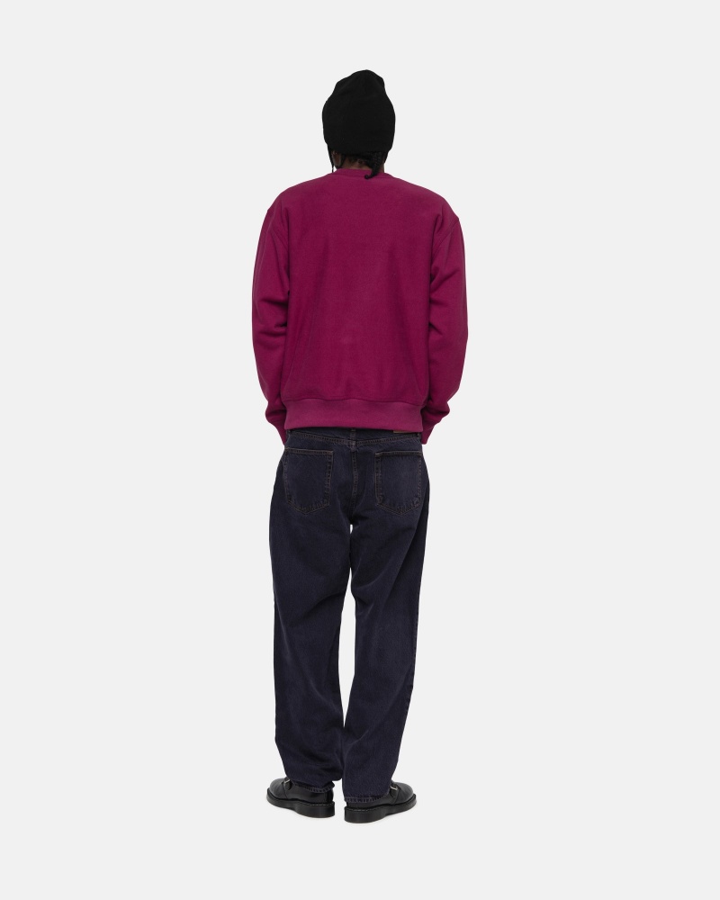 Long Sleeve Sweatshirt Stüssy Stock Logo Crew Bordeaux | ZN44-J7-XD