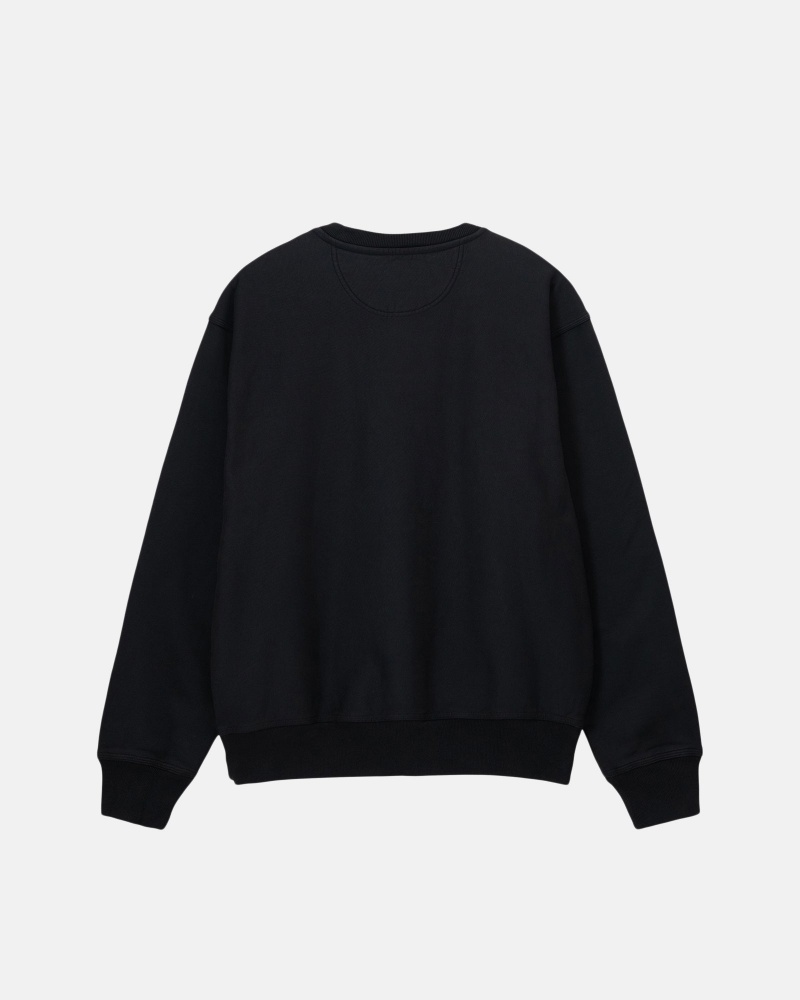 Long Sleeve Sweatshirt Stüssy Stock Logo Crew Noir | DO67-T7-VN