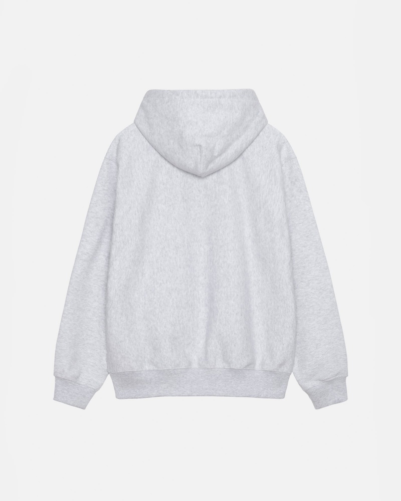 Long Sleeve Sweatshirt Stüssy Stock Logo Applique Hoodie Ash Heather | IB29-G4-WJ