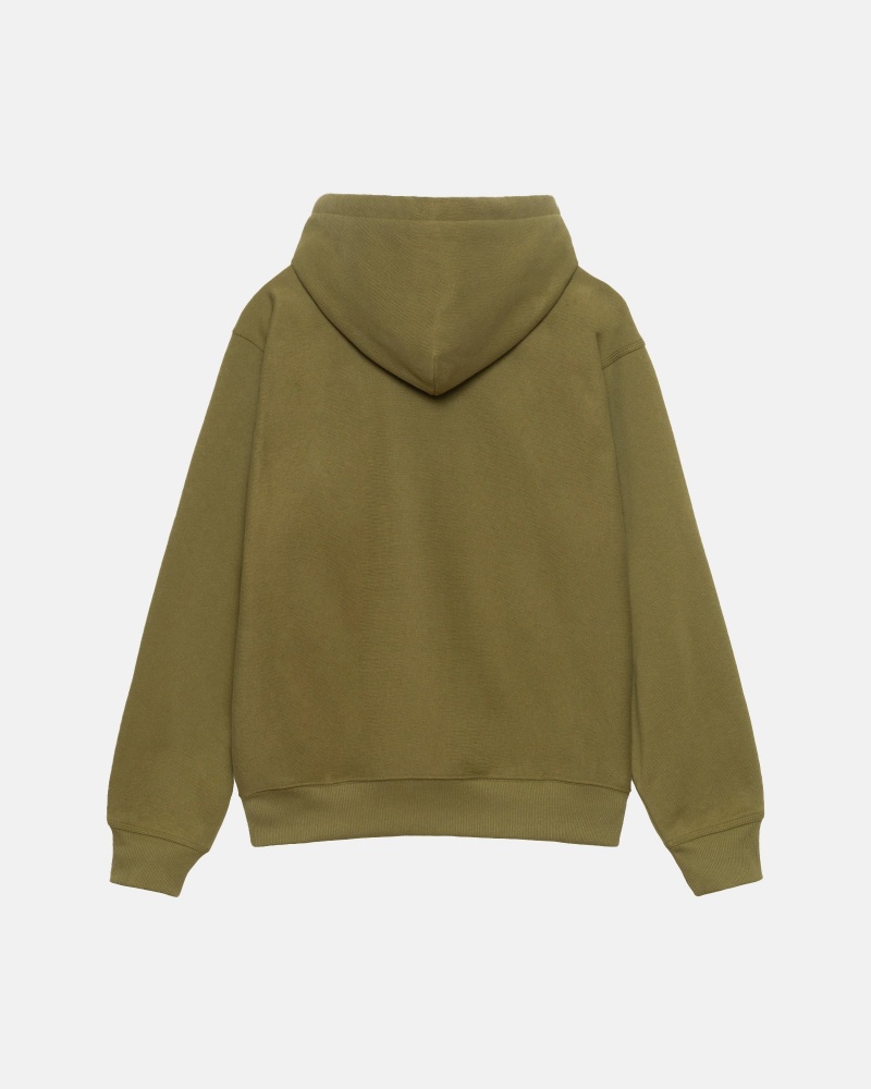 Long Sleeve Sweatshirt Stüssy Stock Logo Zip Hoodie Vert Olive | AU57-S7-WD