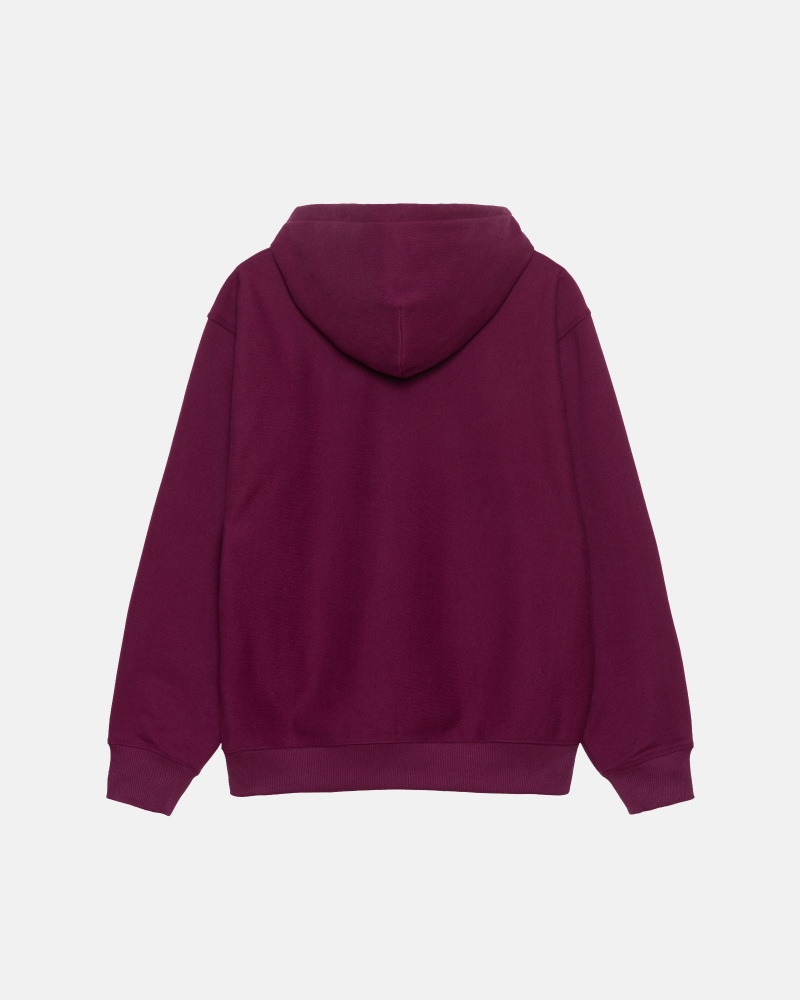 Long Sleeve Sweatshirt Stüssy Stock Logo Zip Hoodie Bordeaux | LW93-D5-NT