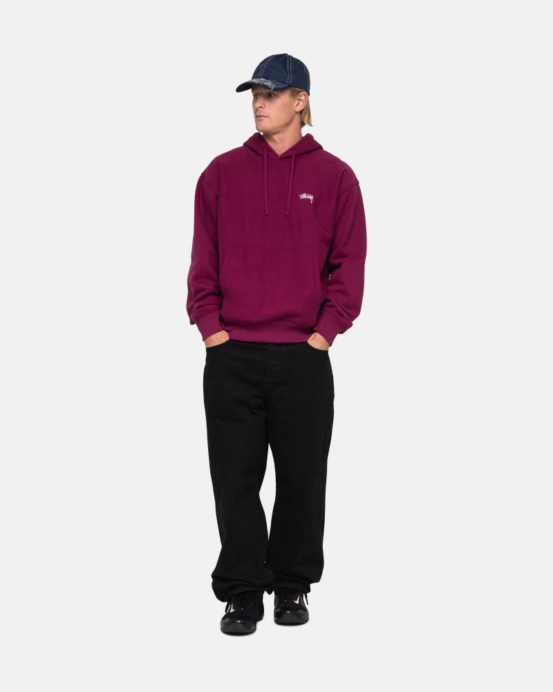 Long Sleeve Sweatshirt Stüssy Stock Logo Hoodie Bordeaux | IQ33-G8-CY