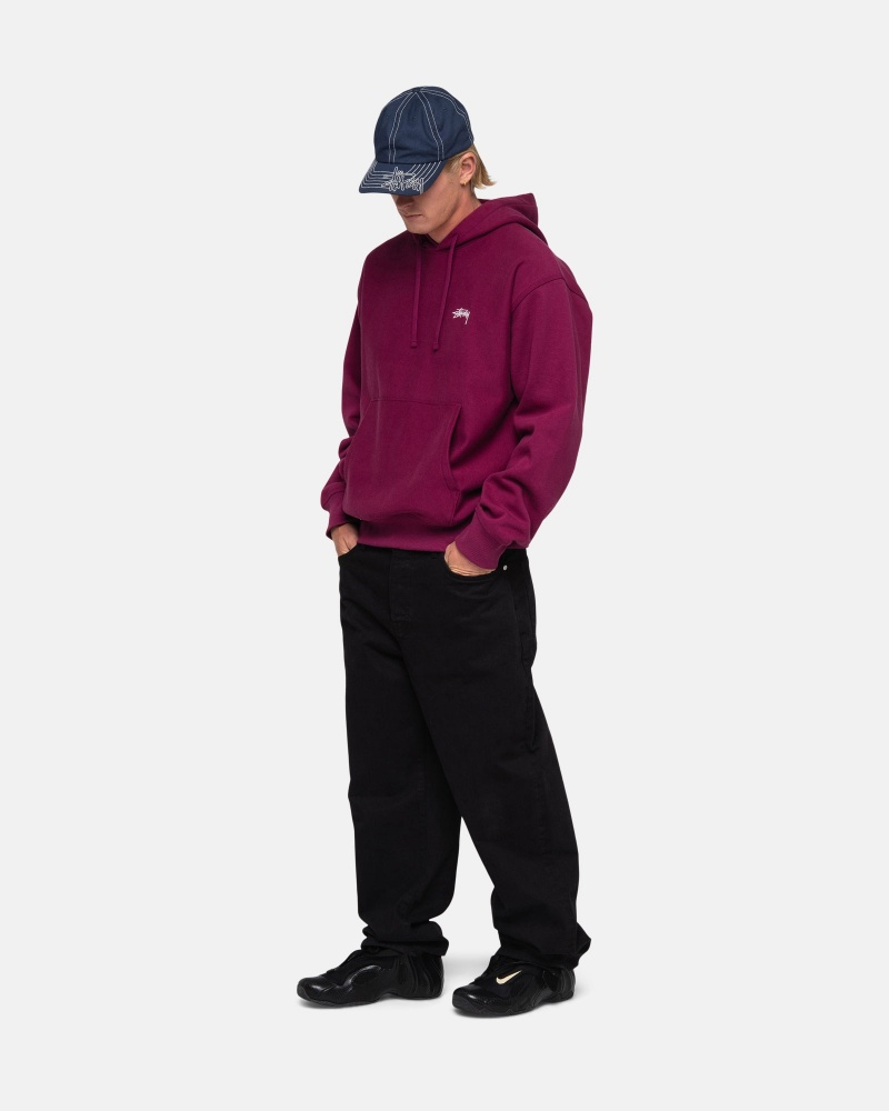 Long Sleeve Sweatshirt Stüssy Stock Logo Hoodie Bordeaux | IQ33-G8-CY