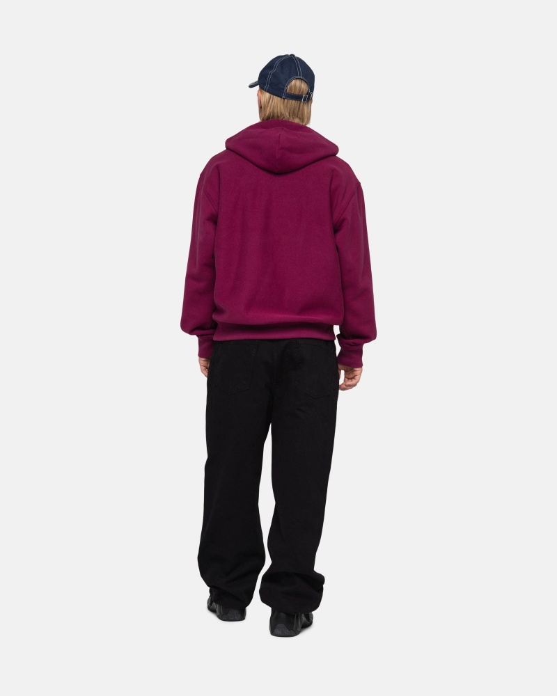 Long Sleeve Sweatshirt Stüssy Stock Logo Hoodie Bordeaux | IQ33-G8-CY