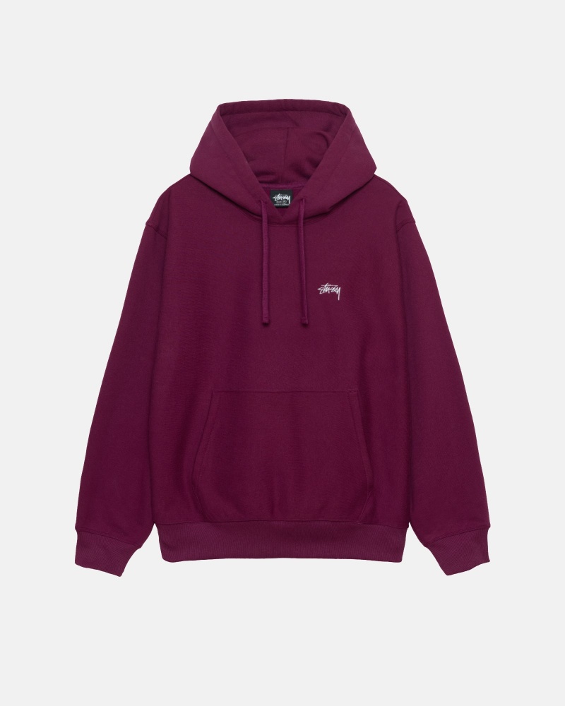 Long Sleeve Sweatshirt Stüssy Stock Logo Hoodie Bordeaux | IQ33-G8-CY