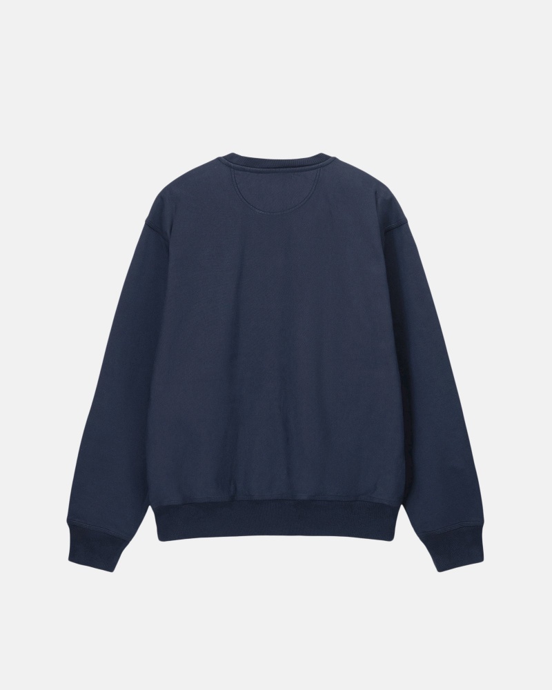 Long Sleeve Sweatshirt Stüssy Stock Logo Crew Bleu Marine | ER77-Y7-QU