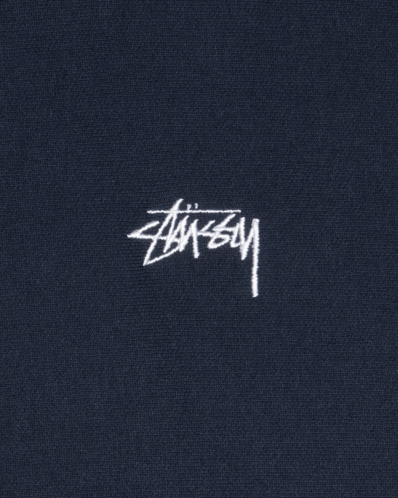 Long Sleeve Sweatshirt Stüssy Stock Logo Crew Bleu Marine | ER77-Y7-QU