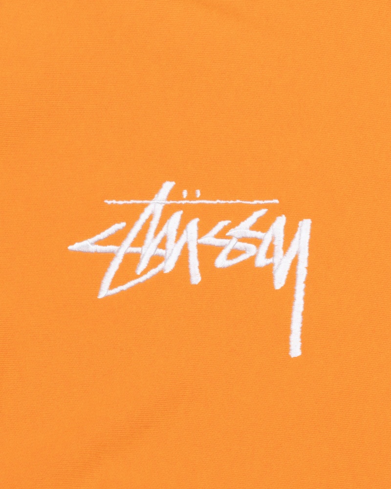 Long Sleeve Sweatshirt Stüssy Stock Logo Applique Hoodie Tangerine | HF99-D7-QT