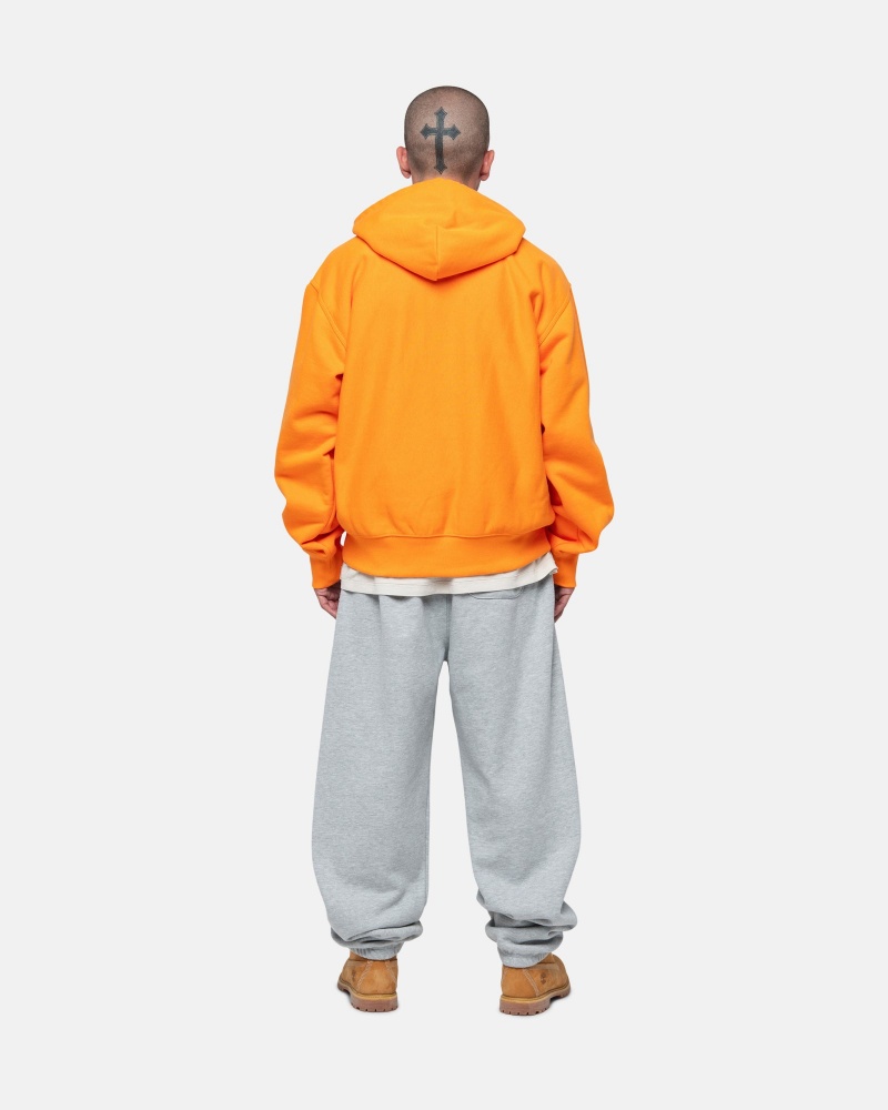 Long Sleeve Sweatshirt Stüssy Stock Logo Applique Hoodie Tangerine | HF99-D7-QT