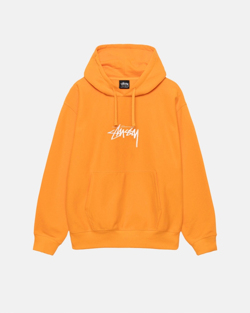 Long Sleeve Sweatshirt Stüssy Stock Logo Applique Hoodie Tangerine | HF99-D7-QT