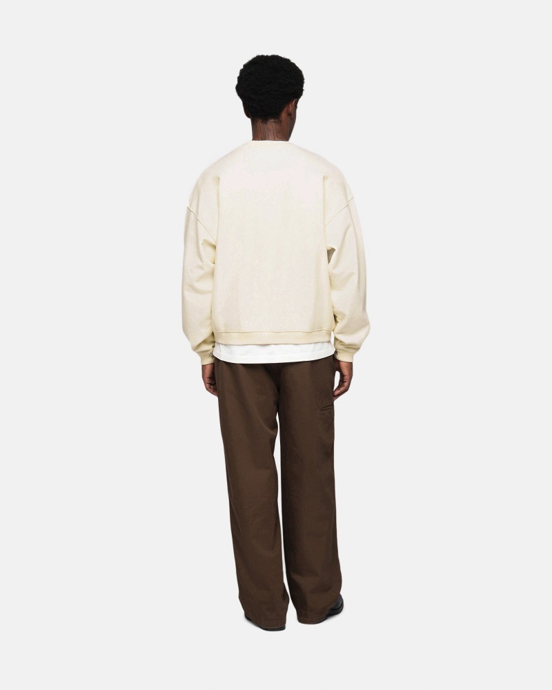 Long Sleeve Sweatshirt Stüssy Sport Relaxed Oversized Crew Ivory | NU49-C2-SJ