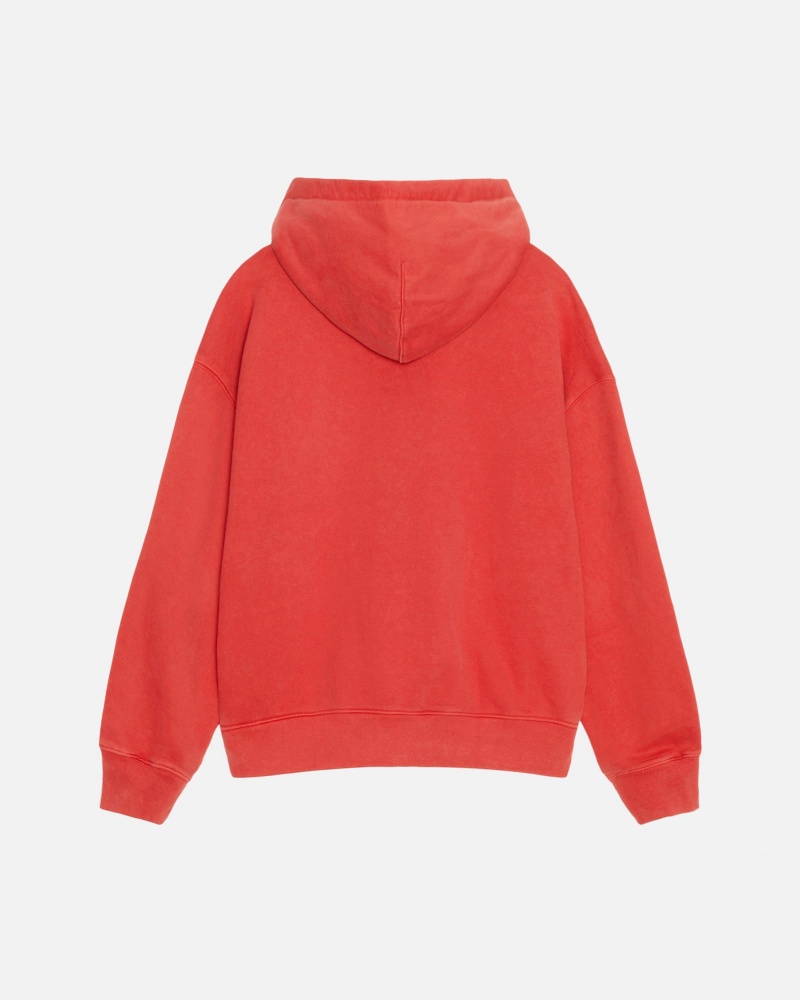 Long Sleeve Sweatshirt Stüssy & Nike Pigment Dyed Fleece Zip Hoodie Rouge | JZ80-D1-ZG