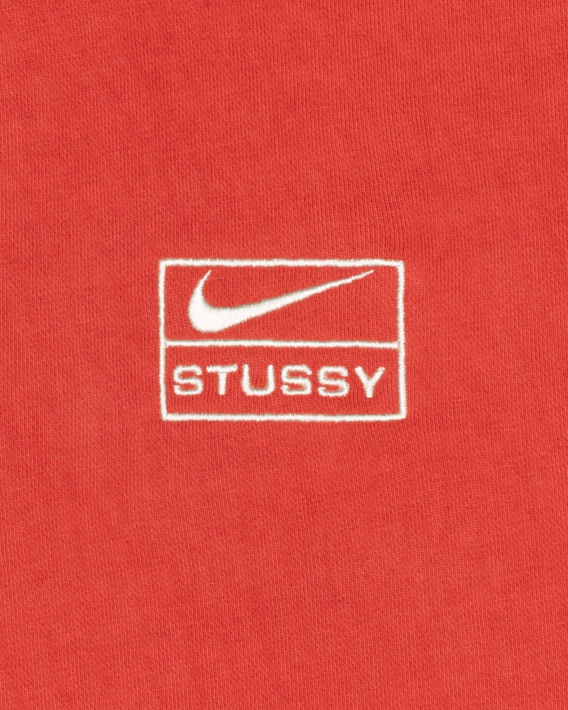 Long Sleeve Sweatshirt Stüssy & Nike Pigment Dyed Fleece Zip Hoodie Rouge | JZ80-D1-ZG