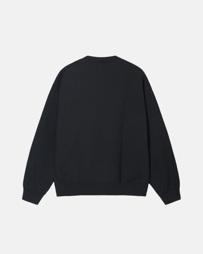 Long Sleeve Sweatshirt Stüssy & Nike Stone Washed Fleece Crew Noir | HP68-K8-RO