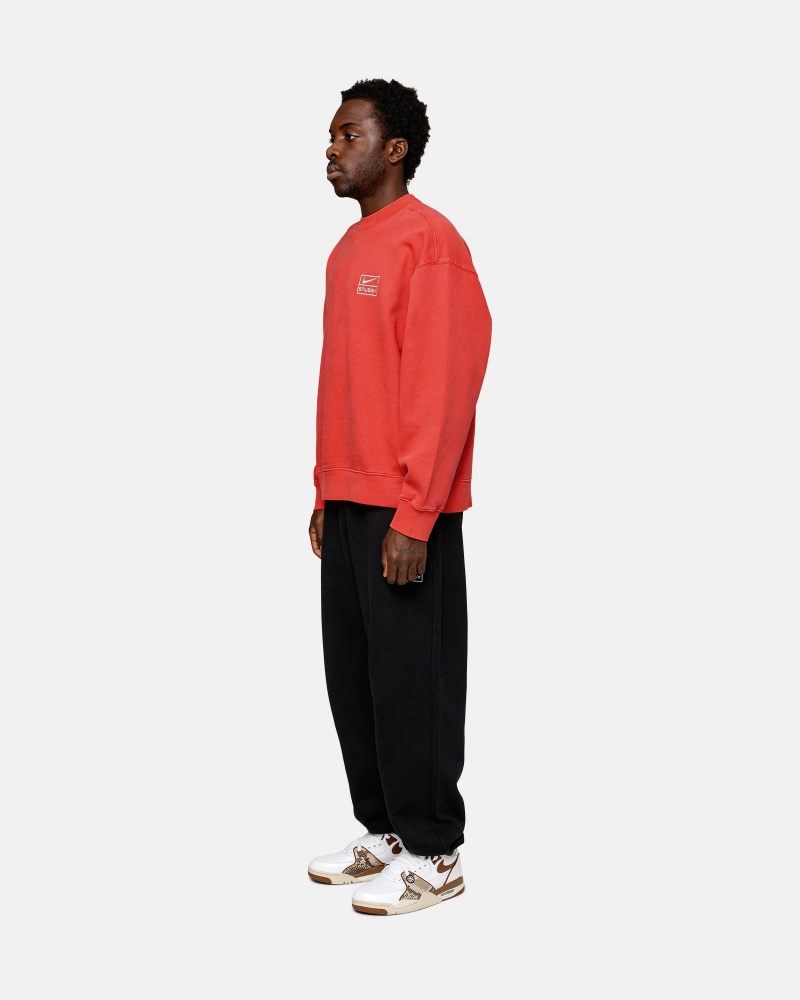 Long Sleeve Sweatshirt Stüssy & Nike Pigment Dyed Fleece Crew Rouge | FK06-C2-IR