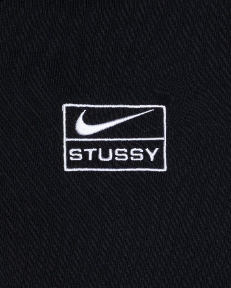 Long Sleeve Sweatshirt Stüssy & Nike Stone Washed Fleece Zip Hoodie Noir | AS13-J9-LE 