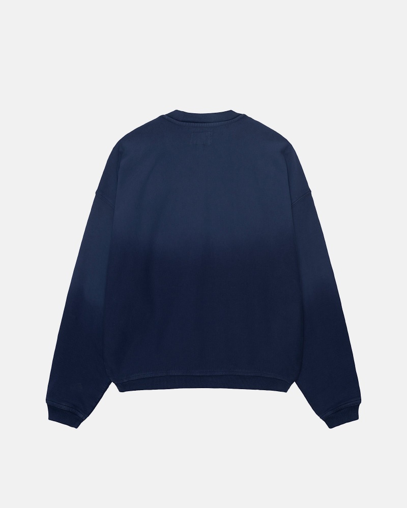 Long Sleeve Sweatshirt Stüssy Sun Faded Oversized Crew Bleu Marine | IR49-U3-FF