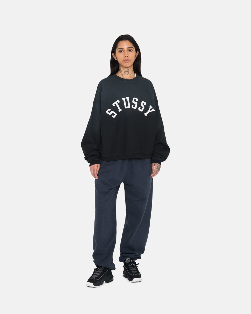 Long Sleeve Sweatshirt Stüssy Sun Faded Oversized Crew Noir | YW35-P2-XV