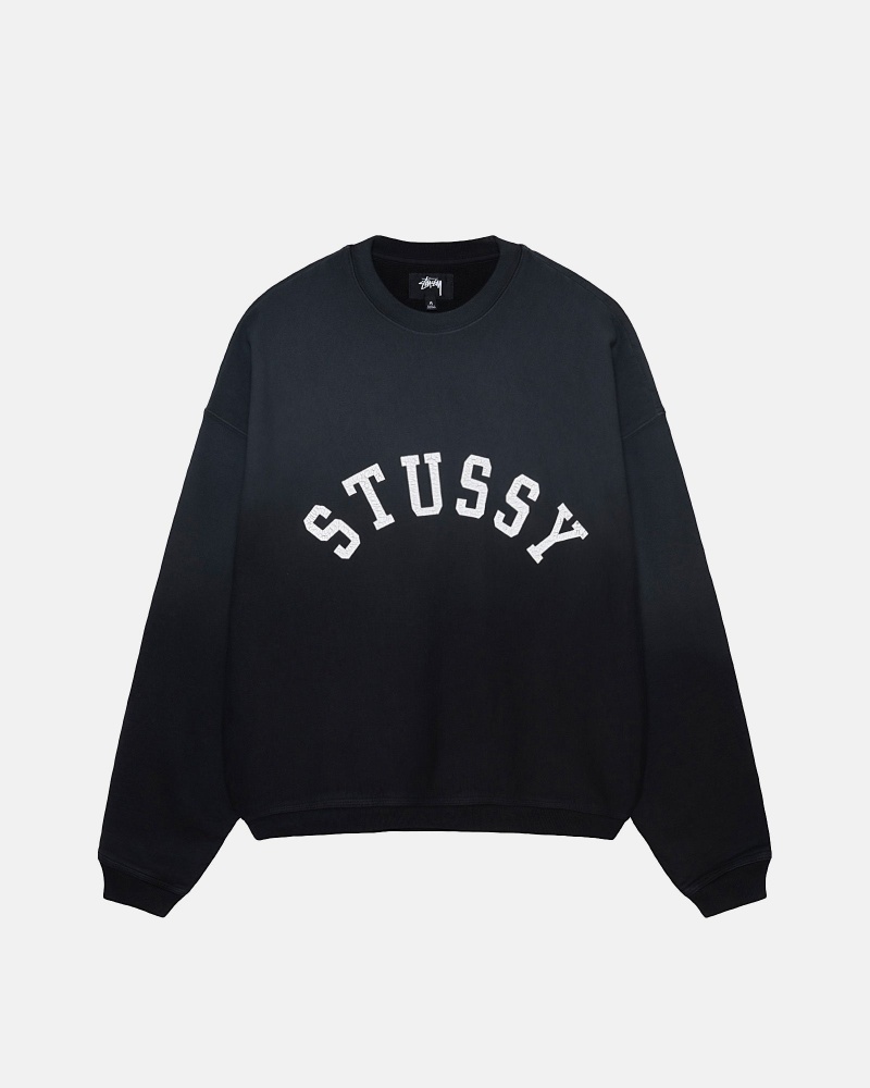 Long Sleeve Sweatshirt Stüssy Sun Faded Oversized Crew Noir | YW35-P2-XV