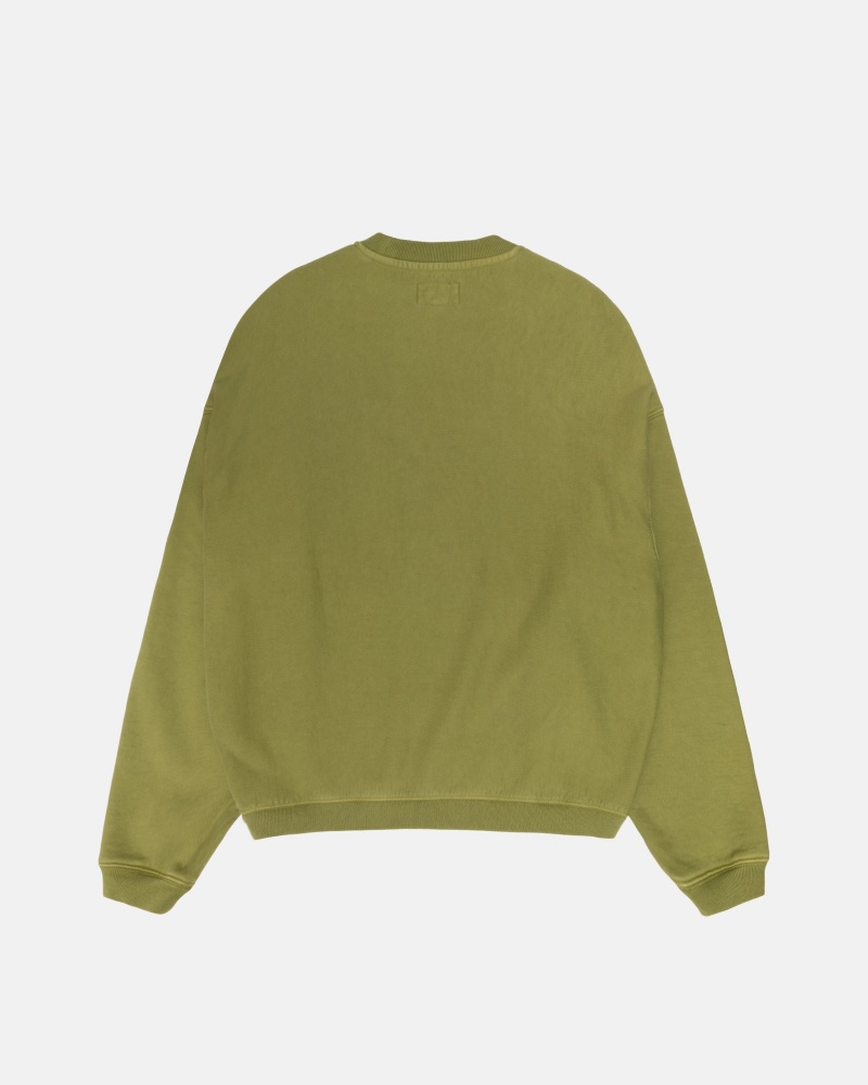 Long Sleeve Sweatshirt Stüssy Varsity Oversized Crew Vert | QQ85-S7-JM