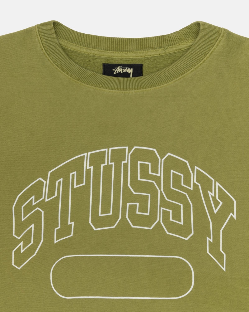 Long Sleeve Sweatshirt Stüssy Varsity Oversized Crew Vert | QQ85-S7-JM