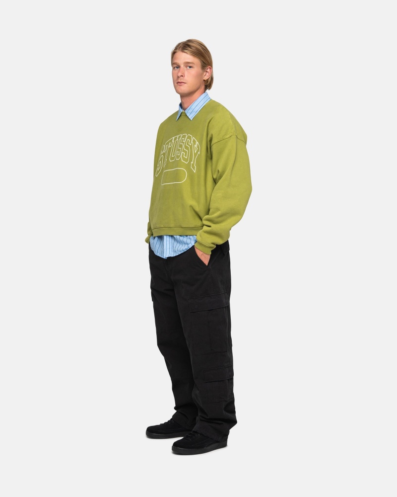 Long Sleeve Sweatshirt Stüssy Varsity Oversized Crew Vert | QQ85-S7-JM